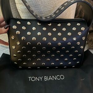 Tony Bianco Black and Silver Studded Shoulder Bag